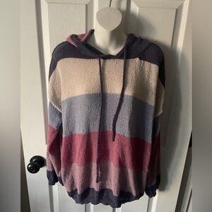 Mia & Tess Hooded Striped Sweater Multicolor Women’s Size M.